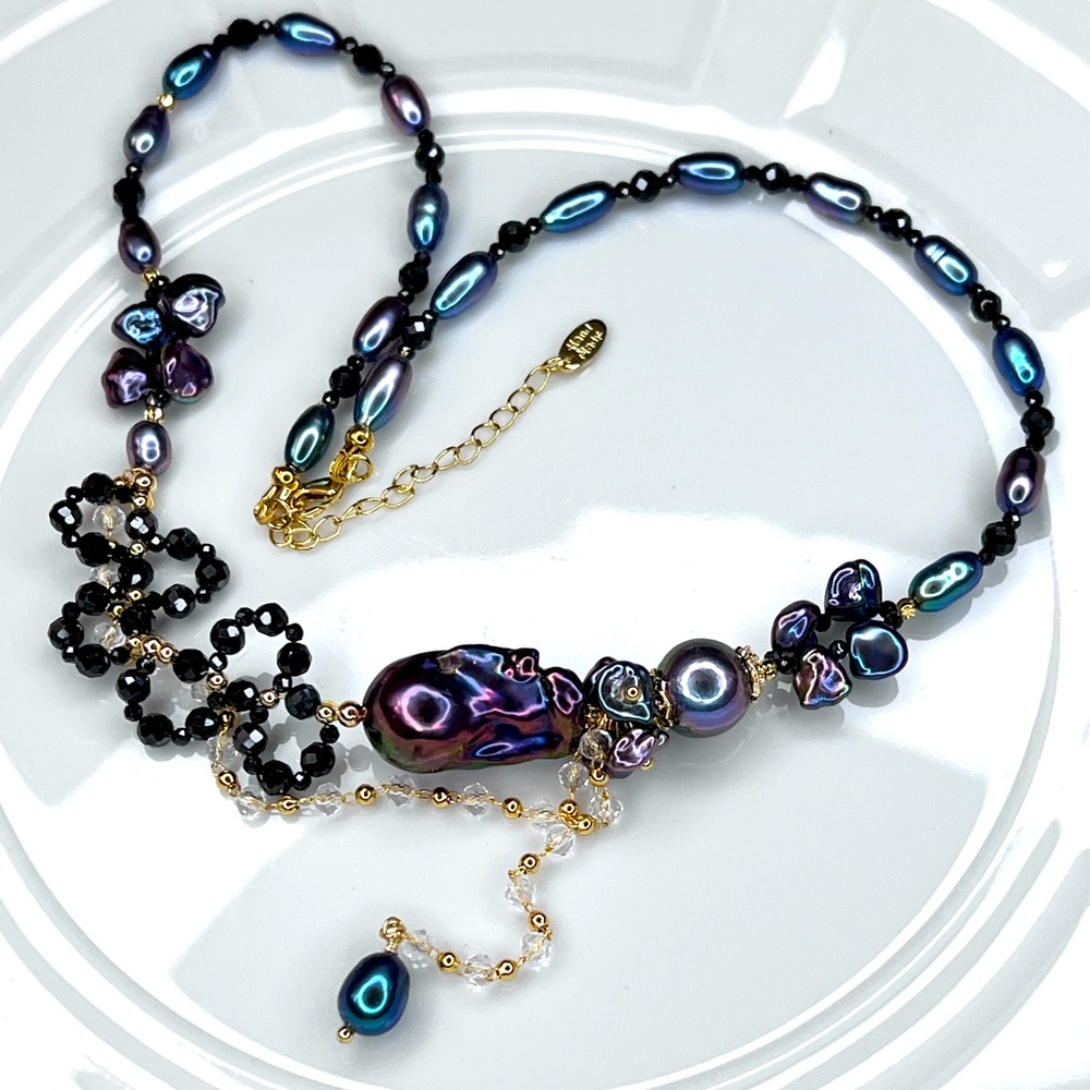 🔥🔥 Handmade HQ Peacock 🦚 Keshi Edison Flameball Pearl Spinel Necklace